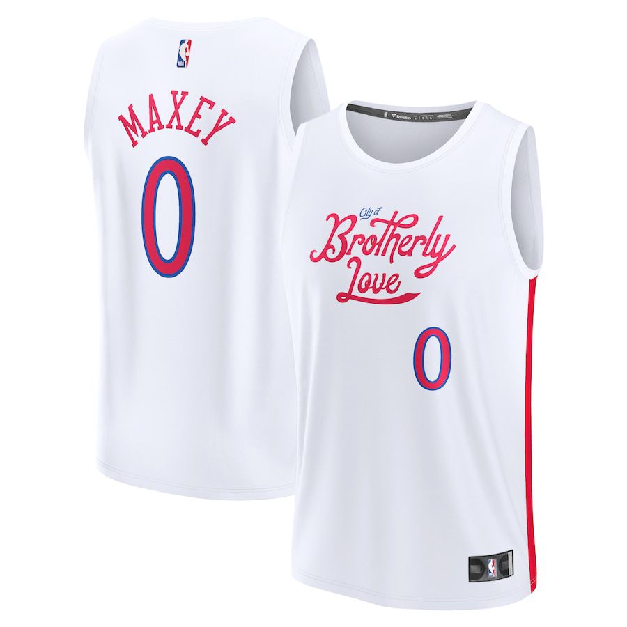 Men Philadelphia 76ers #0 Tyrese Maxey Fanatics Branded White City Edition 2022-23 Fastbreak NBA Jersey->milwaukee bucks->NBA Jersey